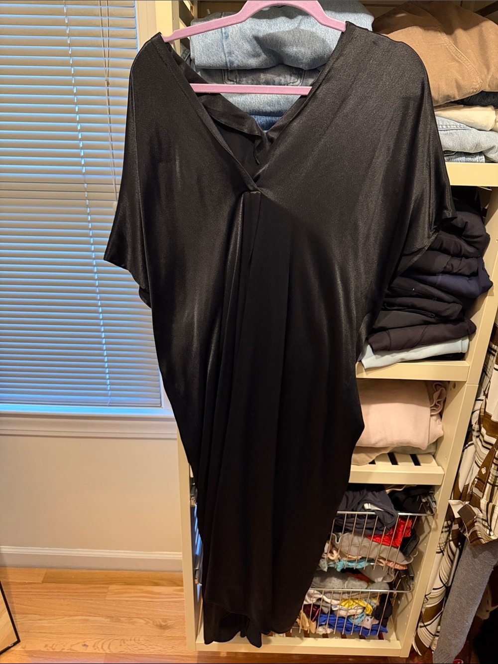 ZARA Black V-Neck Draped Women’s Dress